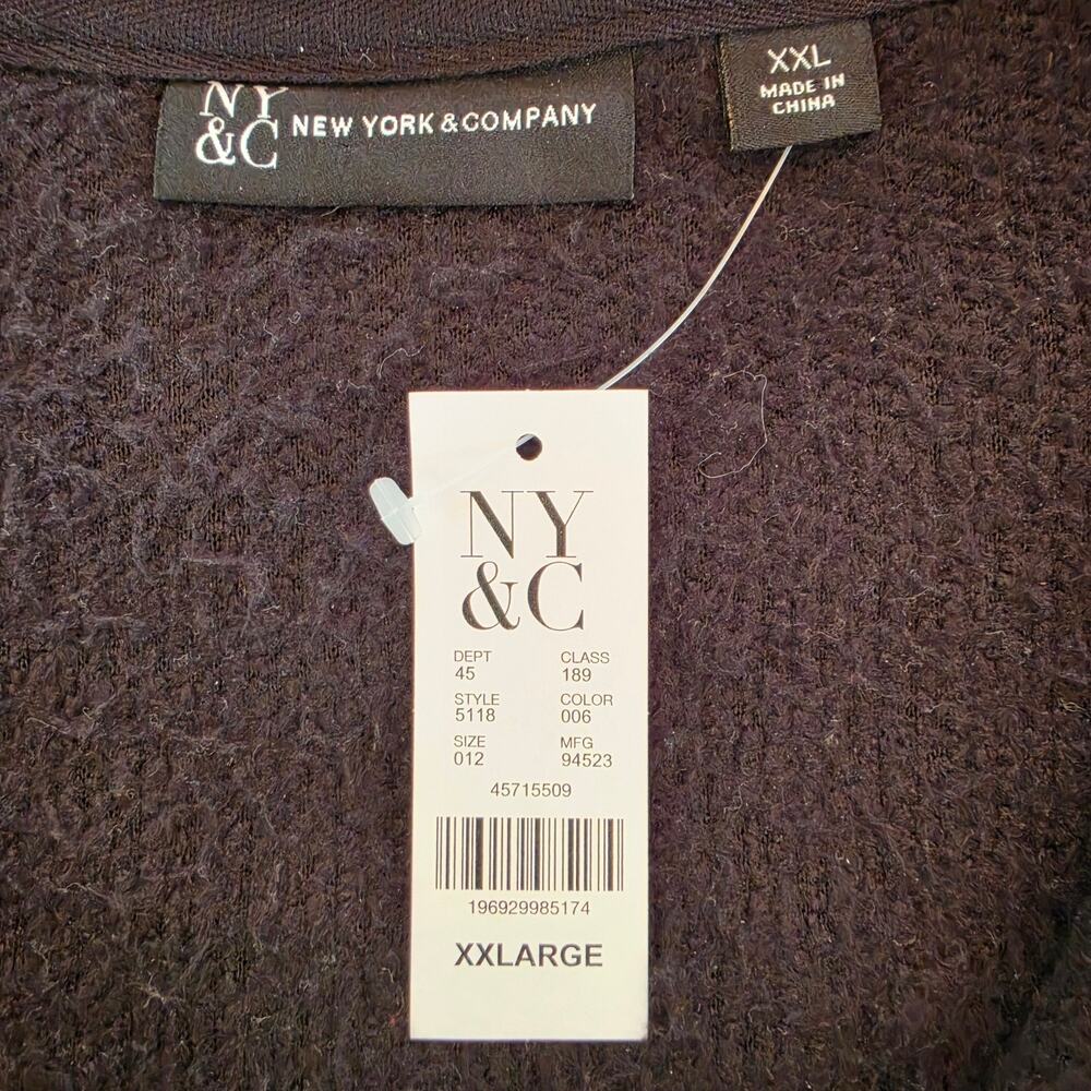 New York & Co. Black Full-Zip Sherpa Fleece Jacket Sz 2XL NWT - Picture 6 of 8
